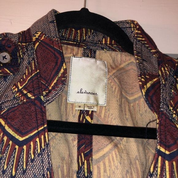 ANTHROPOLOGIE ELEVENSES Safari Vest Jacket - Tribal Print Summer Vest Jacket - S - Picture 3 of 8